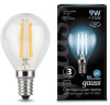 Лампа светодиодная Е14   9w 4100K 710Lm шар  Gauss LED Filament (1/10/50)