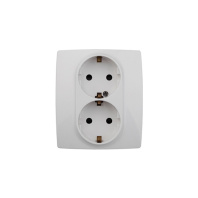 Розетка 2х2P+E Schuko, 16А-250В. IP20, белый, Эра12
